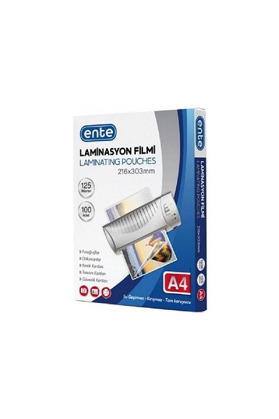 ente Μεμβράνη πλαστικοποίησης 125 Micron A4 (216X303MM) 100 Τμ