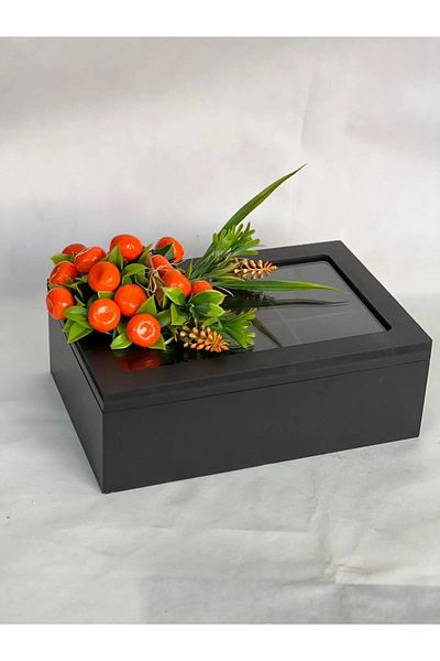 TASARIMHMODA 6 Compartment Tea Box with Tangerine