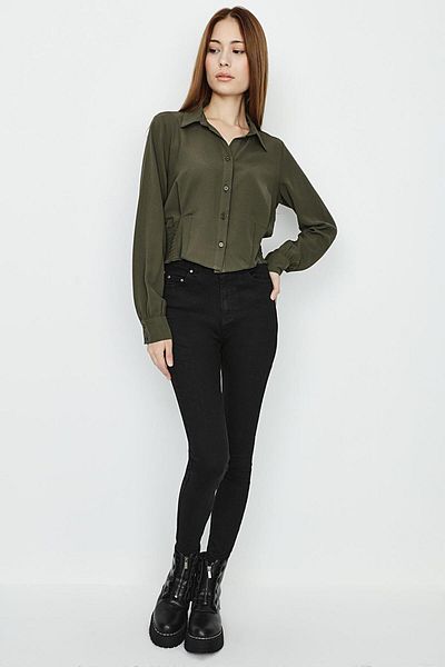 Select Moda Women's Gipe Detailed Crop Shirt
