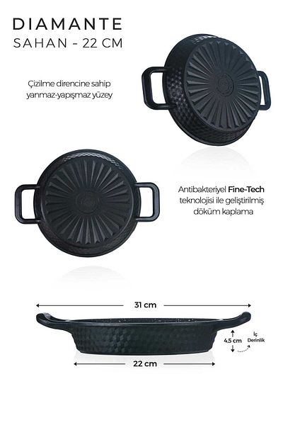 ACAR 22 cm Diamante Black Cast Iron Sahan - Xxd-22-0030