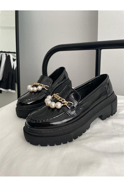 Planet Butik Pearl Gold Detailed Masculine Oxford Shoes