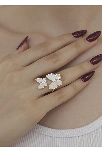 takıtarzım خاتم نسائي قابل للتعديل مع مينا الفراشة