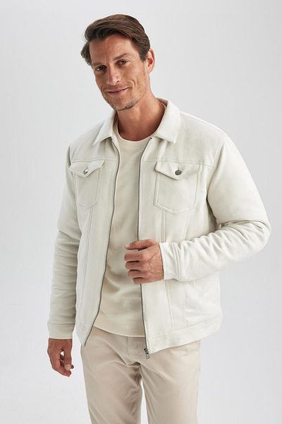 DeFacto Slim Fit Shirt Collar Jacket Suede Coat
