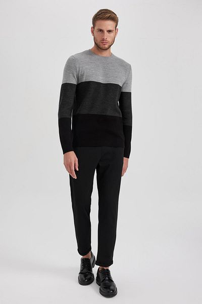 DeFacto Standard Fit Regular Cut Striped Crew Neck Knitwear Sweater A9885Ax23Wn