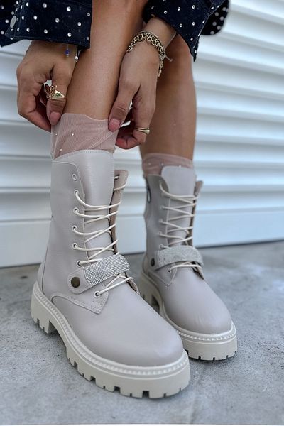 Shoebutik Δερμάτινες μπότες Milano Beige