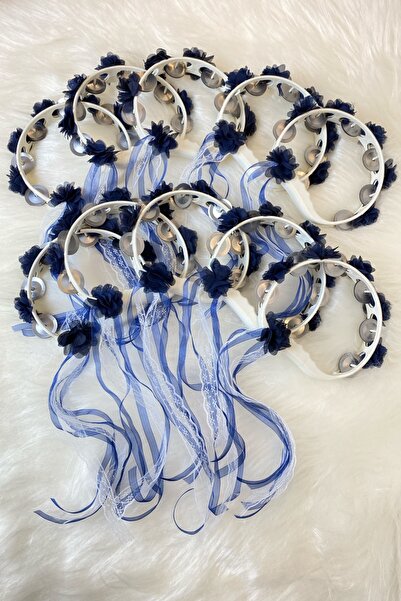 ZEYMERADE Lacivert Süslü Gelin Nedime Kına Gecesi Tefi, Üç Boyut Lazer Çiçek ...