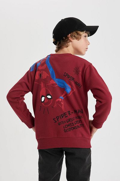 DeFacto Boy's Marvel Spiderman Crew Neck Thick Sweatshirt B2708A823Wn