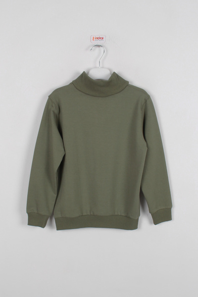 incity Boy's Green Buttoned Collar Sweatshirt
