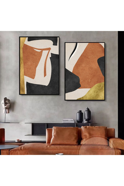 Markazip Siyah Metal Çerçeveli 50x70cm Ikili Kanvas Tablo CTN67-K