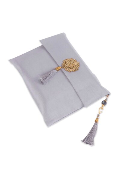 ikrahac Büyük Şantuk Çanta Full Set ( Pamuk Seccade+Yasin+Tespih)-GRİ