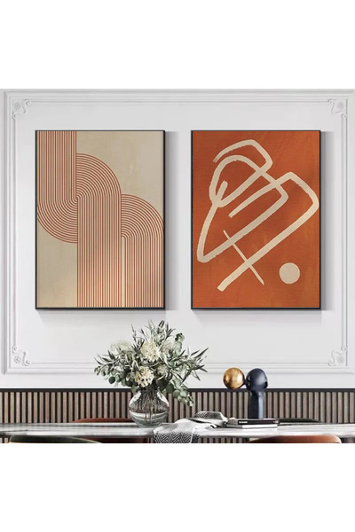 Markazip Siyah Metal Çerçeveli 50x70cm Ikili Kanvas Tablo CTN65-K