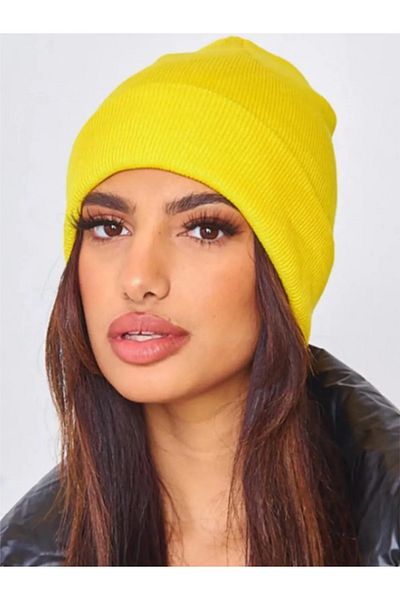 MinaCarin Unisex Folded Yellow Green and Blue 3-Piece Winter Beanie Set