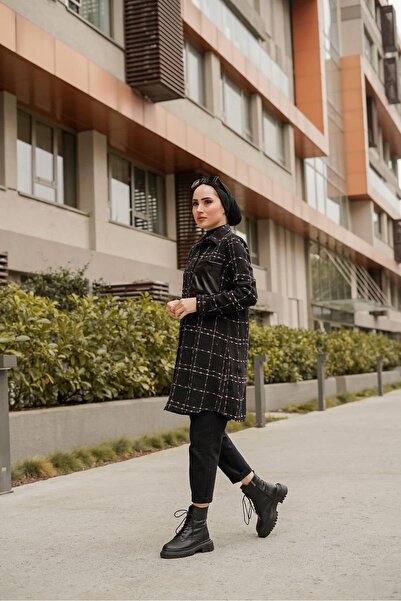 MODAGÜÇ kişlik şanel kumaş deri cep detayli tunik