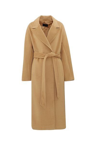 Açelya Okcu Γυναικείο μάλλινο παλτό Premium Clapa Fleto Pocket Tie-Up Maxi