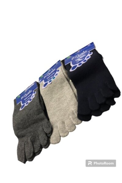 Daren 6 Double Toed Cotton Socks for Feet Sizes 37-44 Black