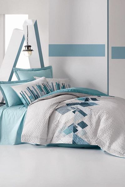 ŞENER HOME Cottonbox Mode Line - Set Complet Nesto Petrol pentru o singură persoană