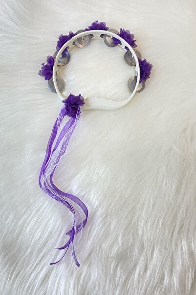 ZEYMERADE Mor Süslü Gelin Nedime Kına Gecesi Tefi, Üç Boyut Lazer Çiçek ve Ku...