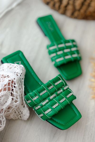 Shoebutik Δερμάτινες παντόφλες Palisade Green