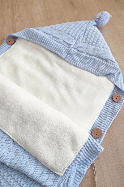 Sitilin Baby Boy Buttoned Blue Baby Carrier Swaddle STL6384