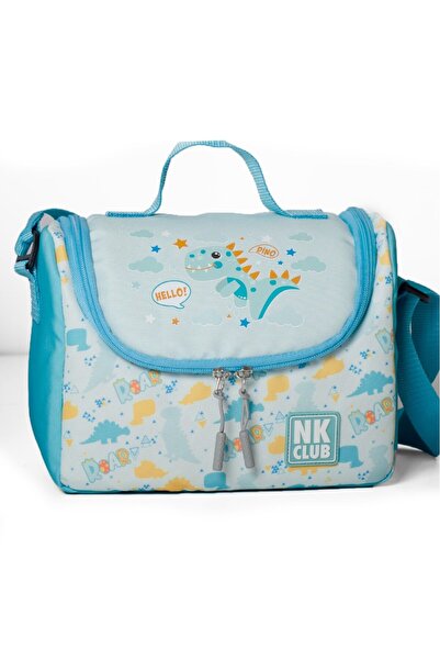 NK Turkuaz Dinazor Desenli Beslenme Çantası