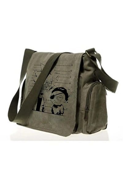Gofeel Unisex Green Messenger Bag - Y2K R&M Printed