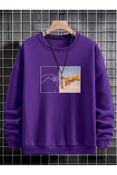 Revasser Унісекс Жіночий/Чоловічий Hands Кольоровий Oversize Велосипедний комір Бавовняний Світшот