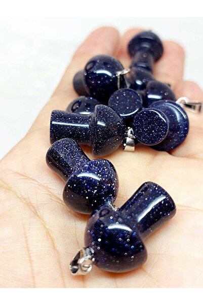 Yasamtohumu قلادة على شكل حجر الفطر باللون الأزرق الداكن (42700)