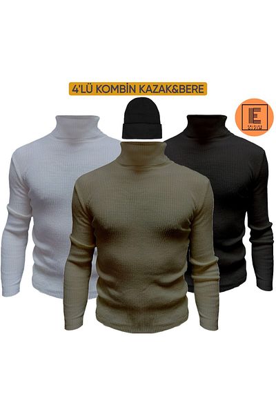 EMKA GİYİM Комбинация от 4 части, пуловер с висока яка и барета