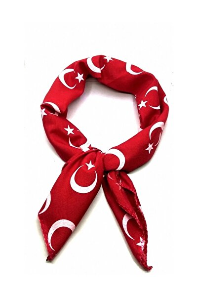 Herşey Nota Red Moon Star Turkish Flag Scarf - Bandana - 23 April, 29 October, 19 May 12 PCS