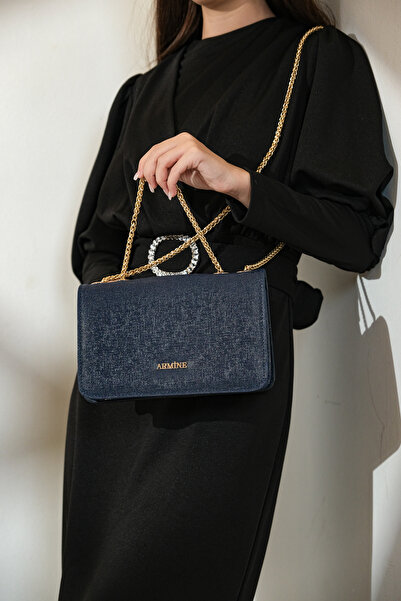 Armine Γυναικείο βραδινό φόρεμα Navy Blue Τσάντα ώμου