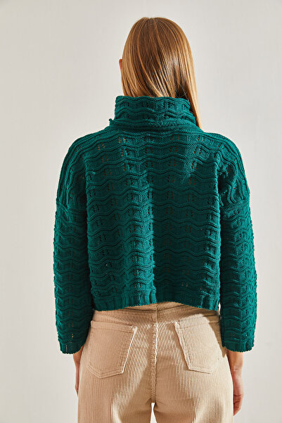 Bianco Lucci Women's Turtleneck Patterned Knitwear Sweater