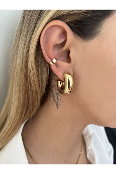 Lavian Accessories Modern Gold Renk Halka Küpe
