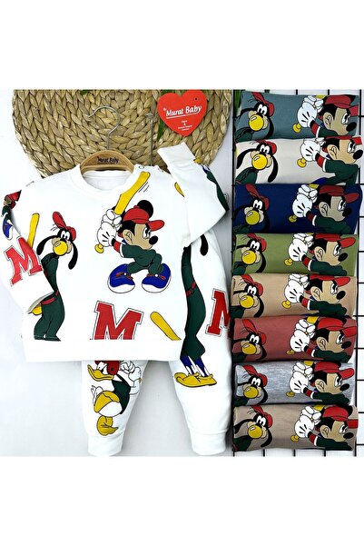 Murat Baby MİCKEY VE GOOFY DESENLİ BEYZBOL İKİLİ BEBEK TAKIMI