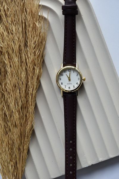Ricardo 60 Minute Hour & Retro Minimal Leather Band Women's Wristwatch - Silver
