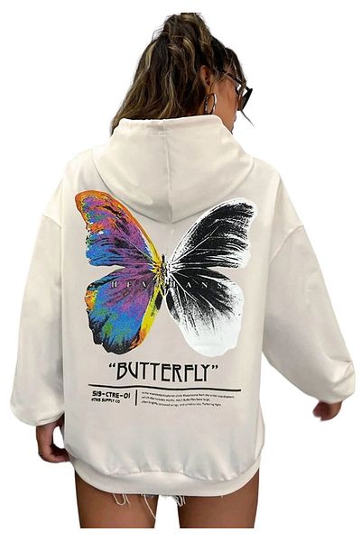 BENROMA OVERSIZED MOLD UNISEX BUTTERFLY PRINTED SWEAT