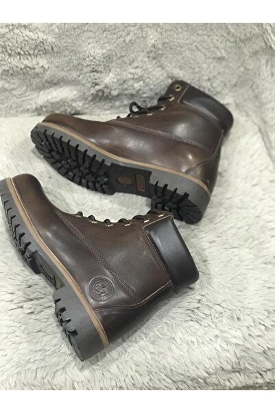 Aysun Ayakkabı Unisex Koyu Kahve Bağcıklı Bot
