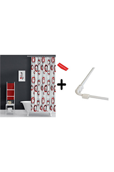 Zethome Banyo Perdesi Karma 2x110x200, Perde Borusu Askı Aparatı Köşe Boru Be...