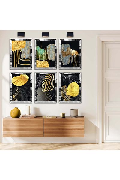 Zevahir Mobilya Dekorasyon SET DE TABLĂ MDF CU MARGINE PLEXY CU TEMĂ ABSTRACTĂ 6 BUC