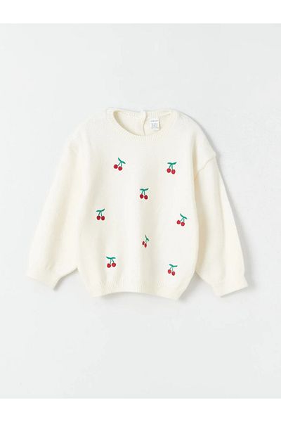 LC Waikiki LCW baby Crew Neck Embroidered Baby Girl Sweater and Tights, 2-pack