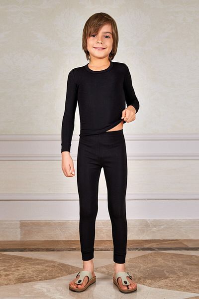 bonbonetti chocolate baby&kids Черен термичен костюм с дълъг ръкав за момче ELF568BER847848CCM