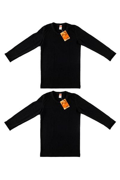 bonbonetti chocolate baby&kids Boy's Black 2-Pack Thermal Long Sleeve Undershirt Elf568tut0136t2