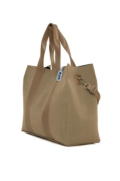 Bagmori Mink Women's Double Leather Stripe Large Nubuck Tote Bag M000008158