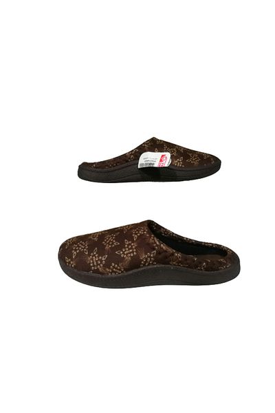 GEZER Women's Brown Flower Patterned Daily Ultra Light Indoor Slippers