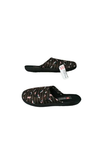 GEZER Women's Brown-Black Bird Patterned Daily Ultra Light Indoor Slippers