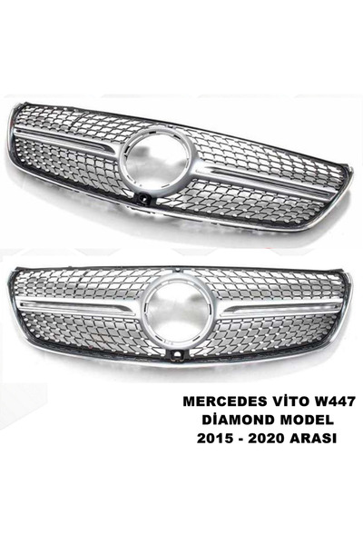 caraks Mercedes Vito W447 Diamond Ön Panjur Piano Black & Krom Şeritli 2014-2...