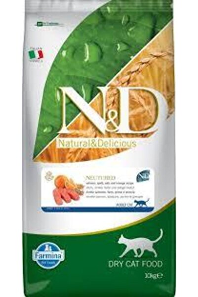 N&D Az Tahıllı Somonlu Portakallı Kısırlaştırılmış Kedi Maması 10 Kg