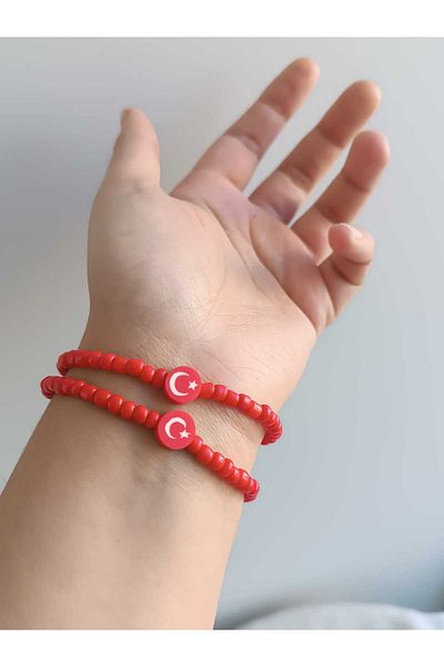 Fad's Store 29 October Republic Day Special Turkish FLAG Detailed Double Bead bracelet