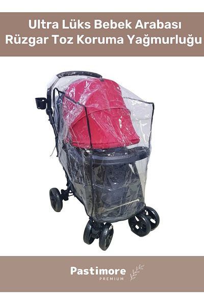 Pastimore Deluxe Series PVC Production Black Corded Fabric Custom Size Xl Wide Large Size Baby Stroller Rain Cover
