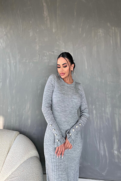 LİLA İSTANBUL Πλεκτό φόρεμα με λεπτομέρεια στο μανίκι (Τυπικό μέγεθος S/M/L/XL)