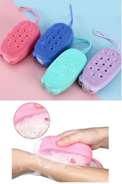 Kaşbaşı Home Bath Bath Washcloth with Silicone Sponge Chamber Body Washcloth Massage Soft Shower Washcloth Bath Washcloth